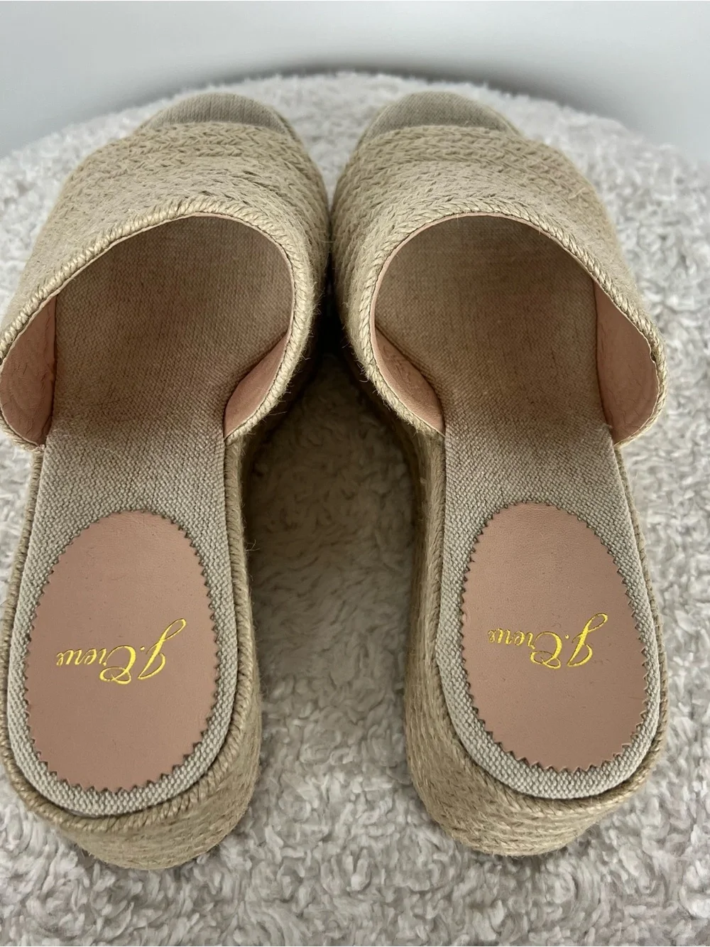 J. Crew Espadrille Platform Braided Wedge Slide Sandals Natural Beige Size 8.5